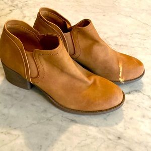 Brown camel suede ankle boots